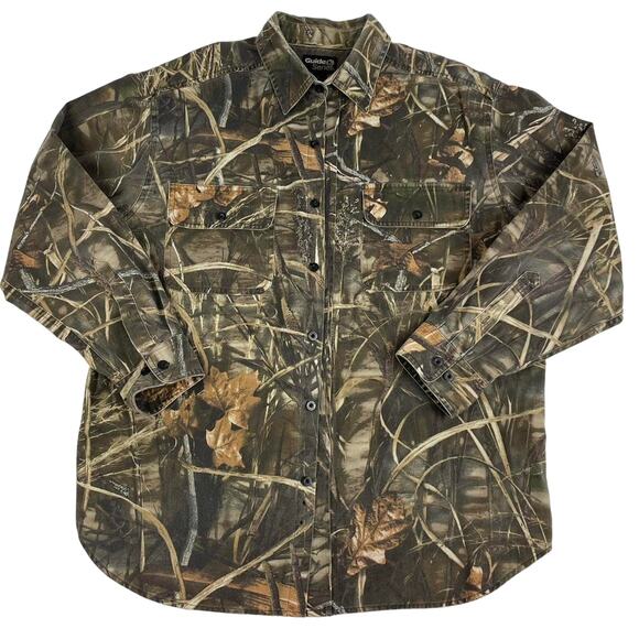 Faded Camo Button Up Long-sleeve Neutral Brown Shirt Size Large - Picture 1 of 7